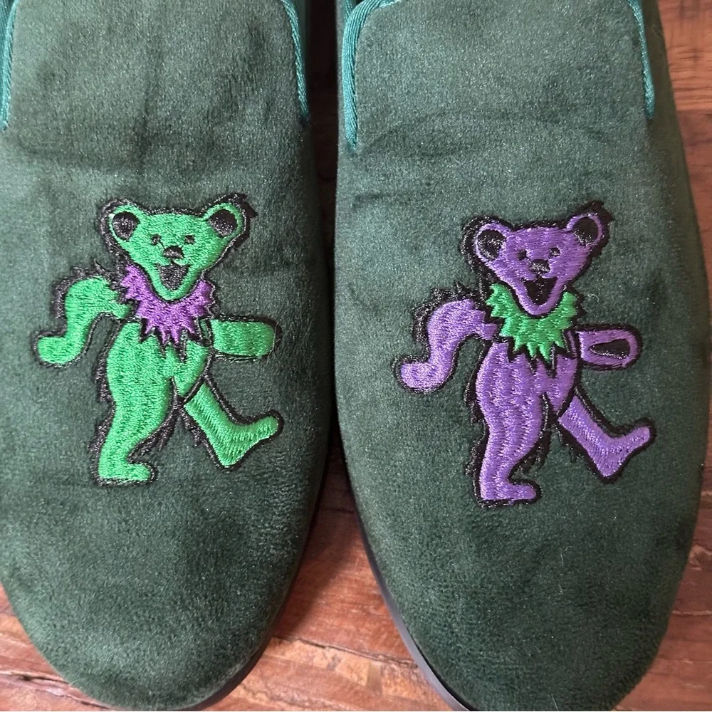 Grateful Dead Dancing Bears velvet loafers May Anthony men’s 8.5 slippers - Picture 8 of 10